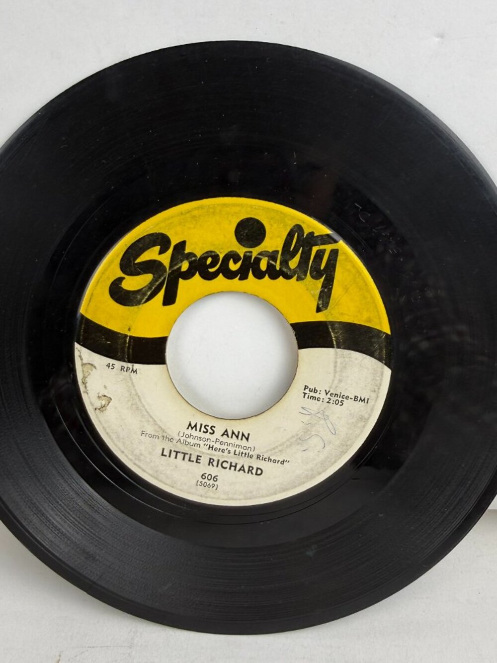 Little Richard Jenny Jenny / Miss Ann 7" Vinyl 45 RPM Specialty 606 Rock & Roll